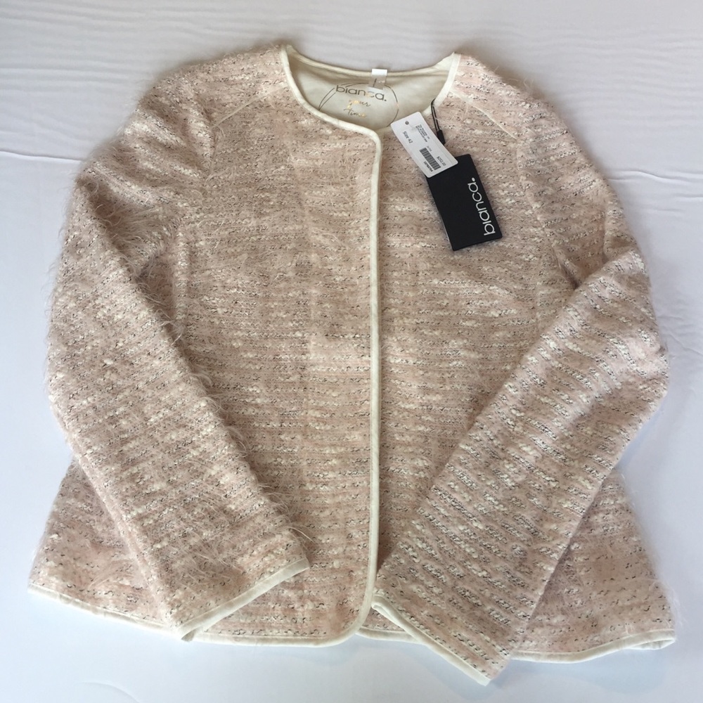 Bianca Fuzzy Light Pink Cardigan Sz 12 NWT